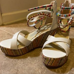 Beaded Wedge Sandals